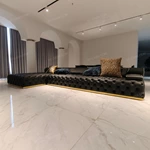 Luxury Modular Sofa Set with Handcrafted Diamond Tufted Craftsmanship, Premium Top-Grain Leather & Polished Gold Stainless Steel Base